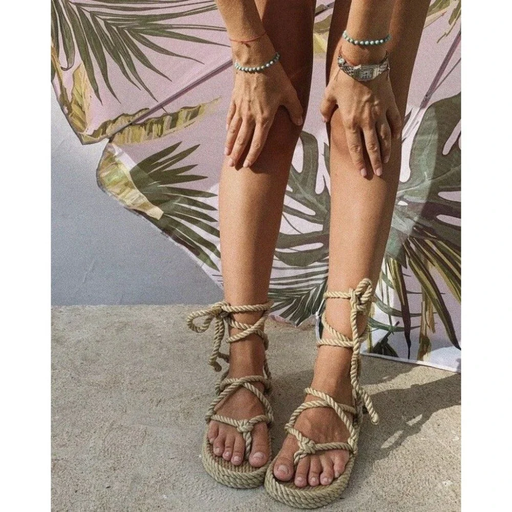 NWT Nomadic State Of Mind Romano Rope Sandals. Camel. Size 36/6. Boho. Hippie.